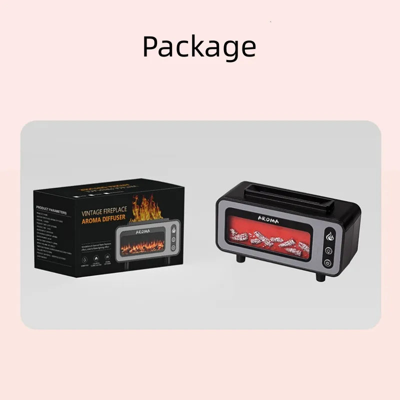 Ultrasonic “Flame” Humidifier & Aroma Diffuser – 200 mL Simulated Fireplace 3D Fire Design with Colour-Changing LED Light