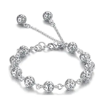Korean Fashion S925 Silver Hollow Bracelet for Students
