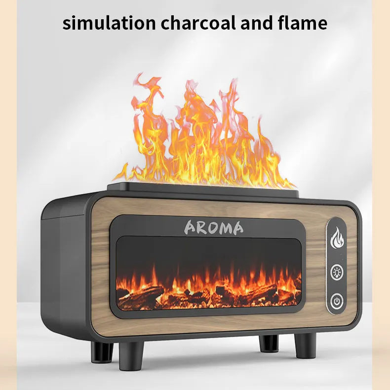 Ultrasonic “Flame” Humidifier & Aroma Diffuser – 200 mL Simulated Fireplace 3D Fire Design with Colour-Changing LED Light