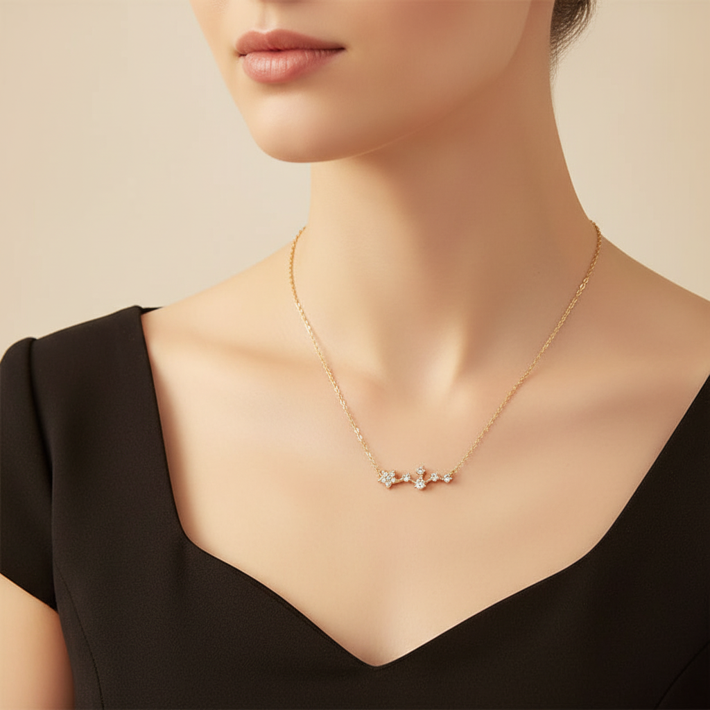 Starry Sky S925 Sterling Silver Heart Necklace for Girls