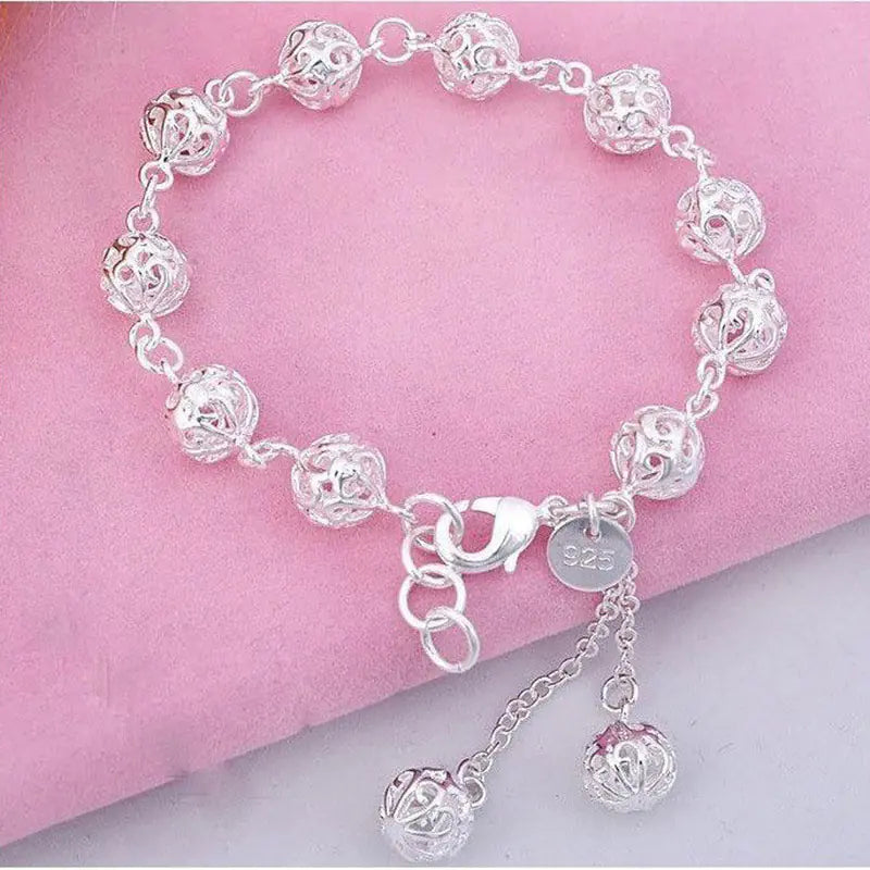 Korean Fashion S925 Silver Hollow Bracelet for Students