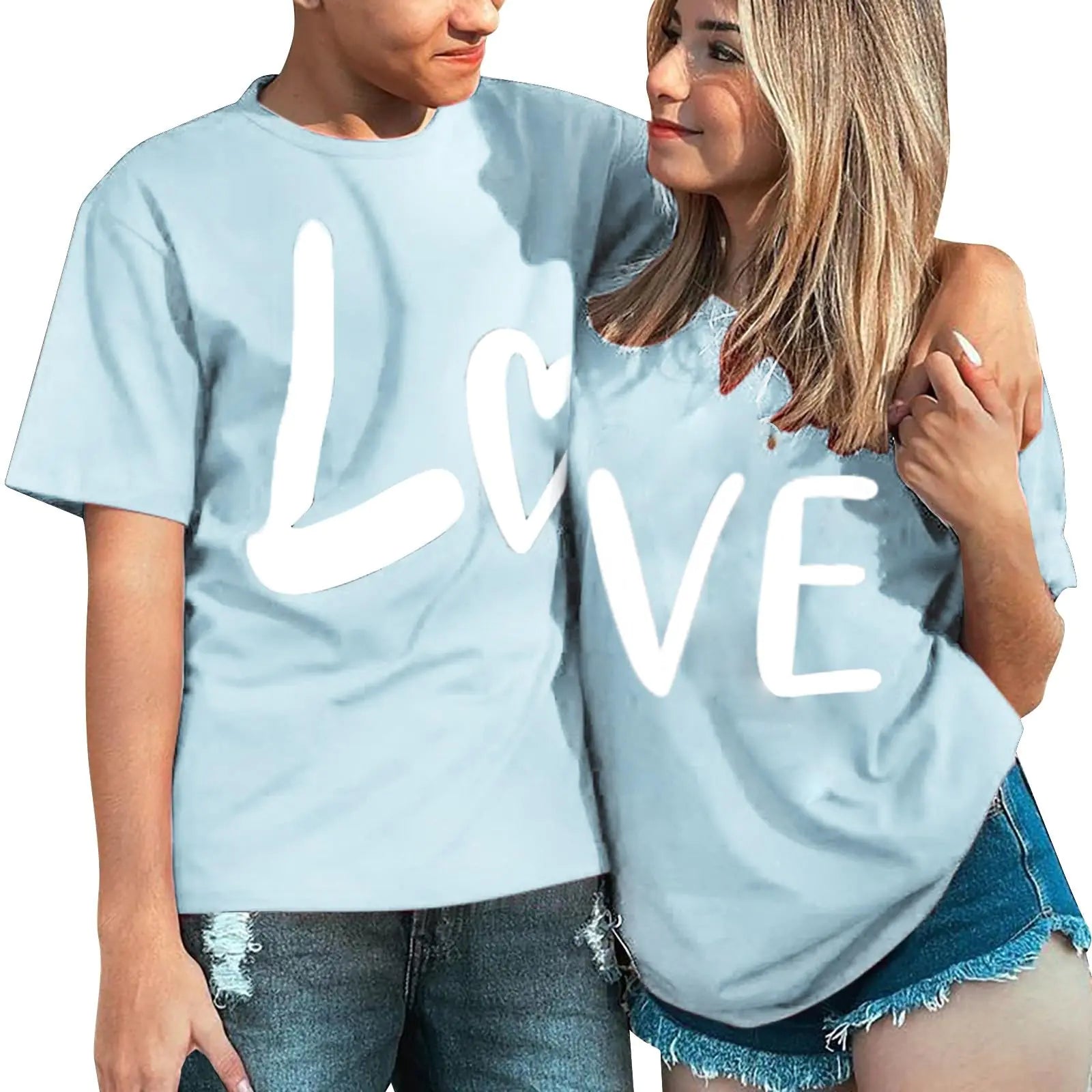 Couples Coordinated Polo & Pajama Set - Light Blue XXL